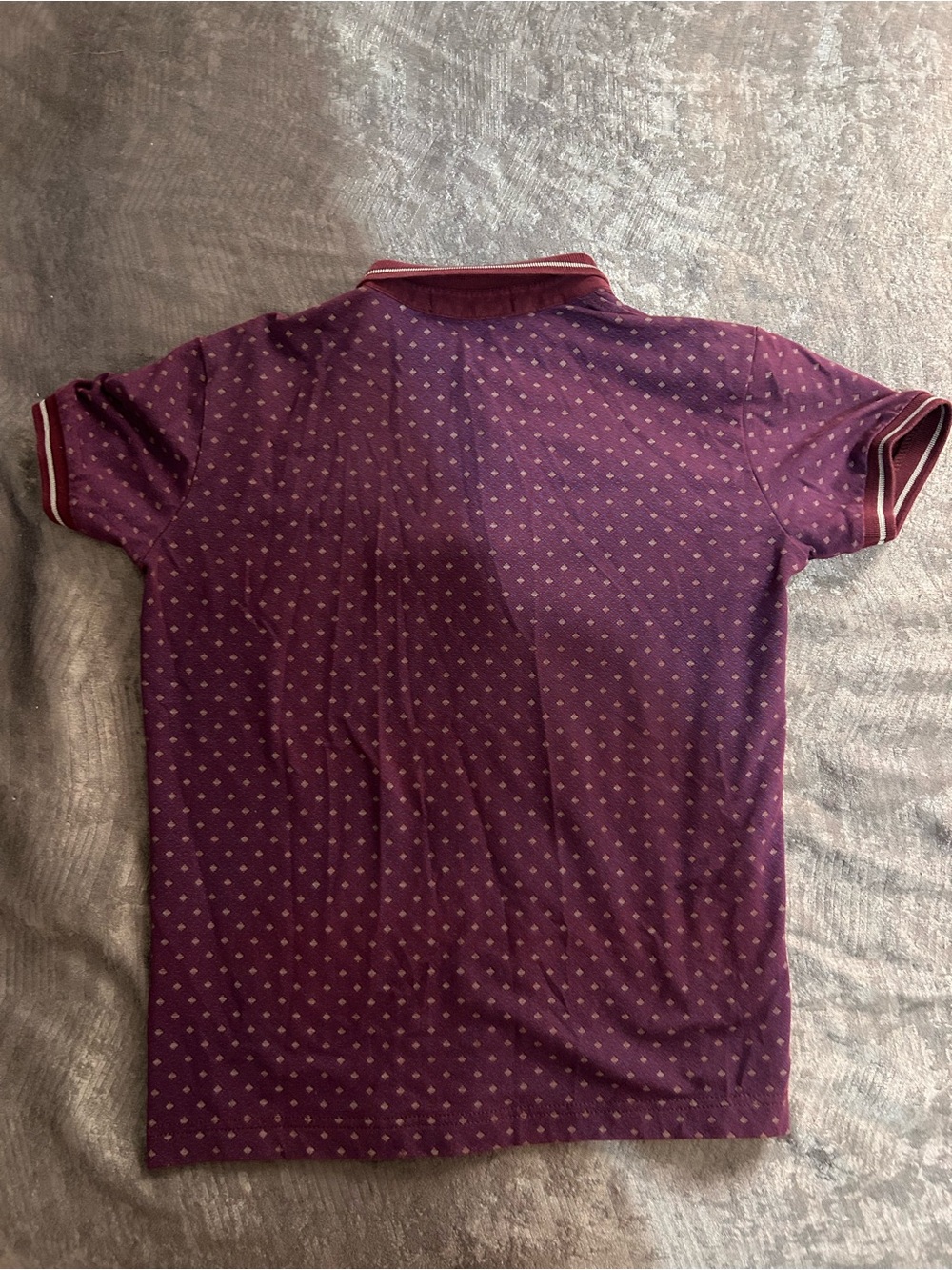 Men's Purple Short-Sleeve Polo with Contrast Stripe Collar